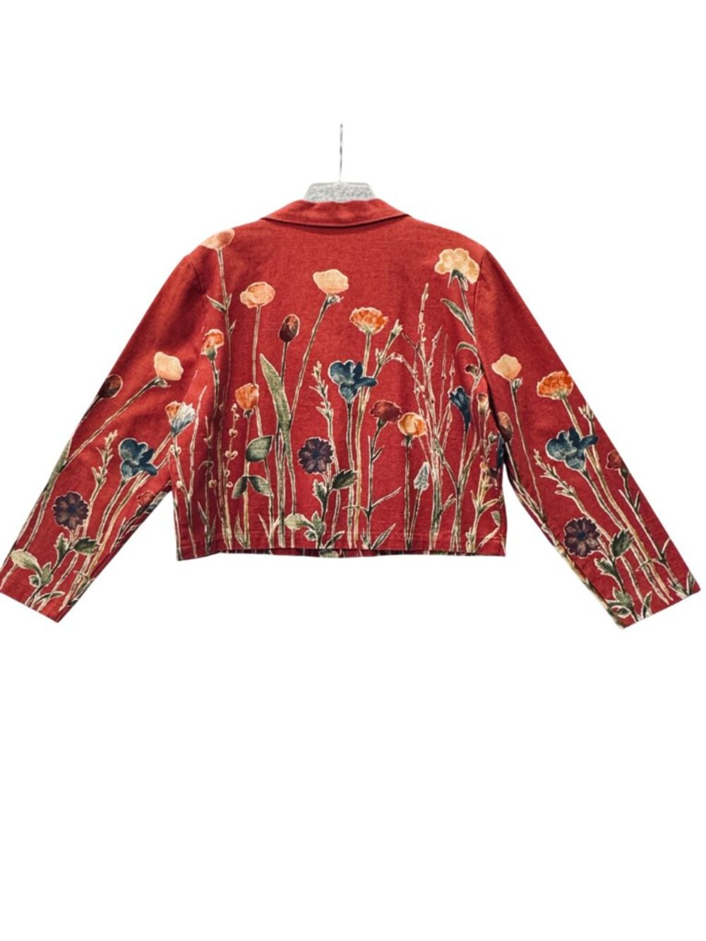 Vintage Cottagecore Coldwater Creek USA Cotton Flax Jacket Daisy Buttons Size L - Picture 2 of 13